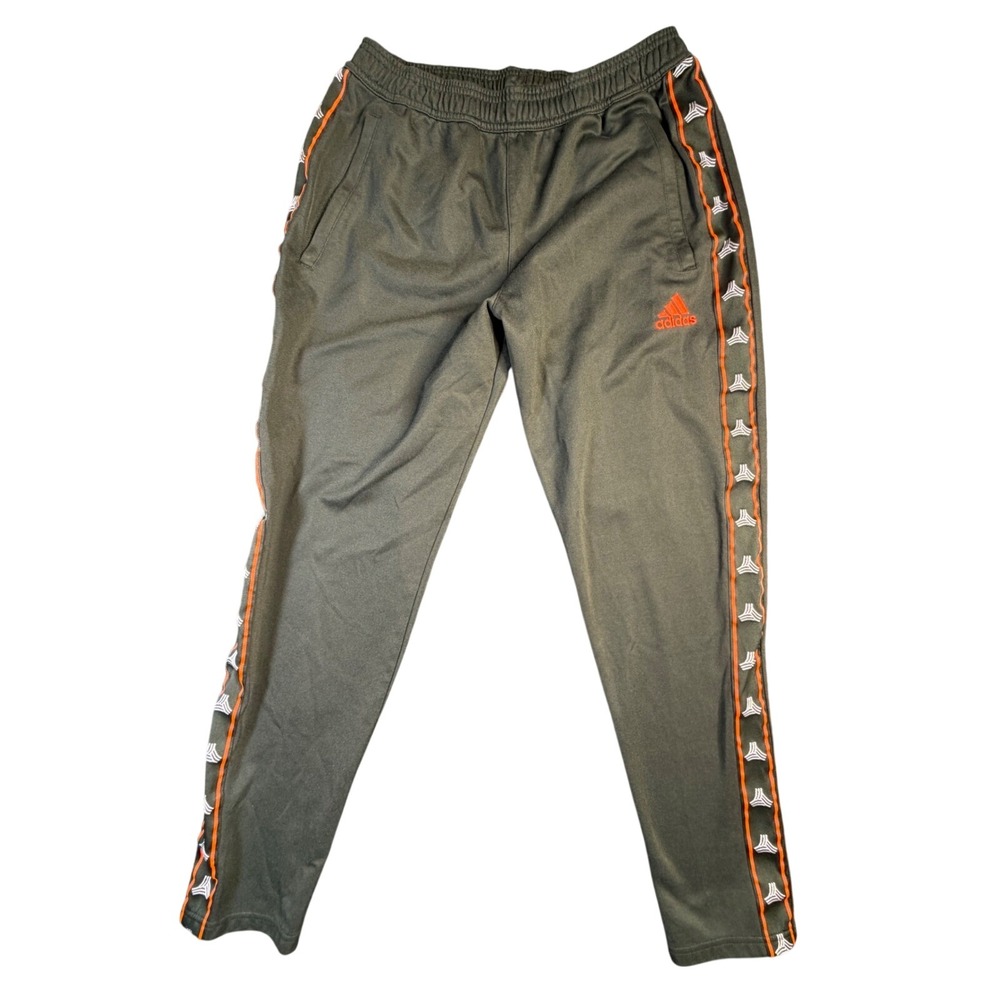 Adidas Tango Track Pants Mens Large Olive Green Orange Tapered Joggers Soccer